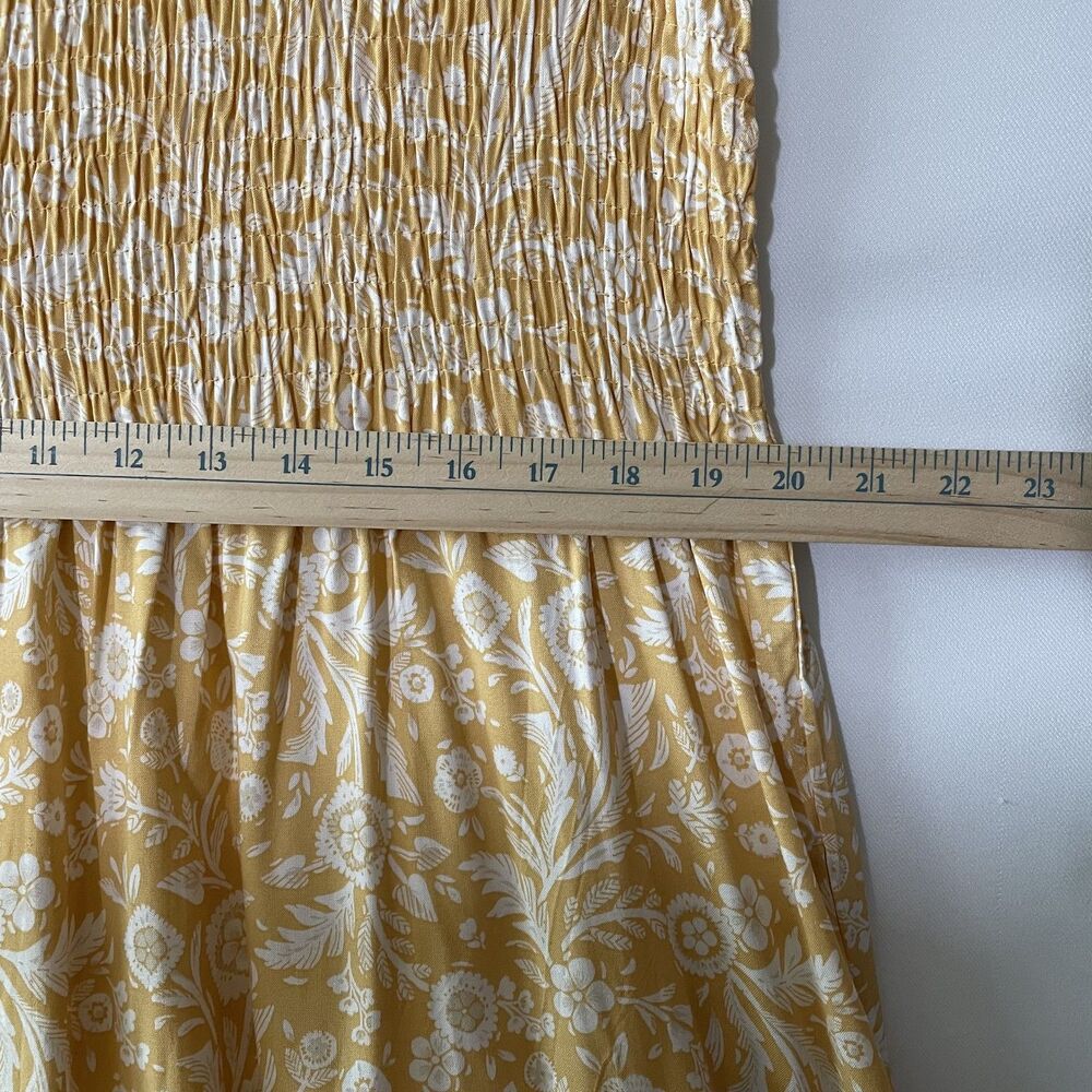 Croft & Barrow Maxi Dress Sleeveless Smocked Floral Yellow Women's Size L - Picture 6 of 13